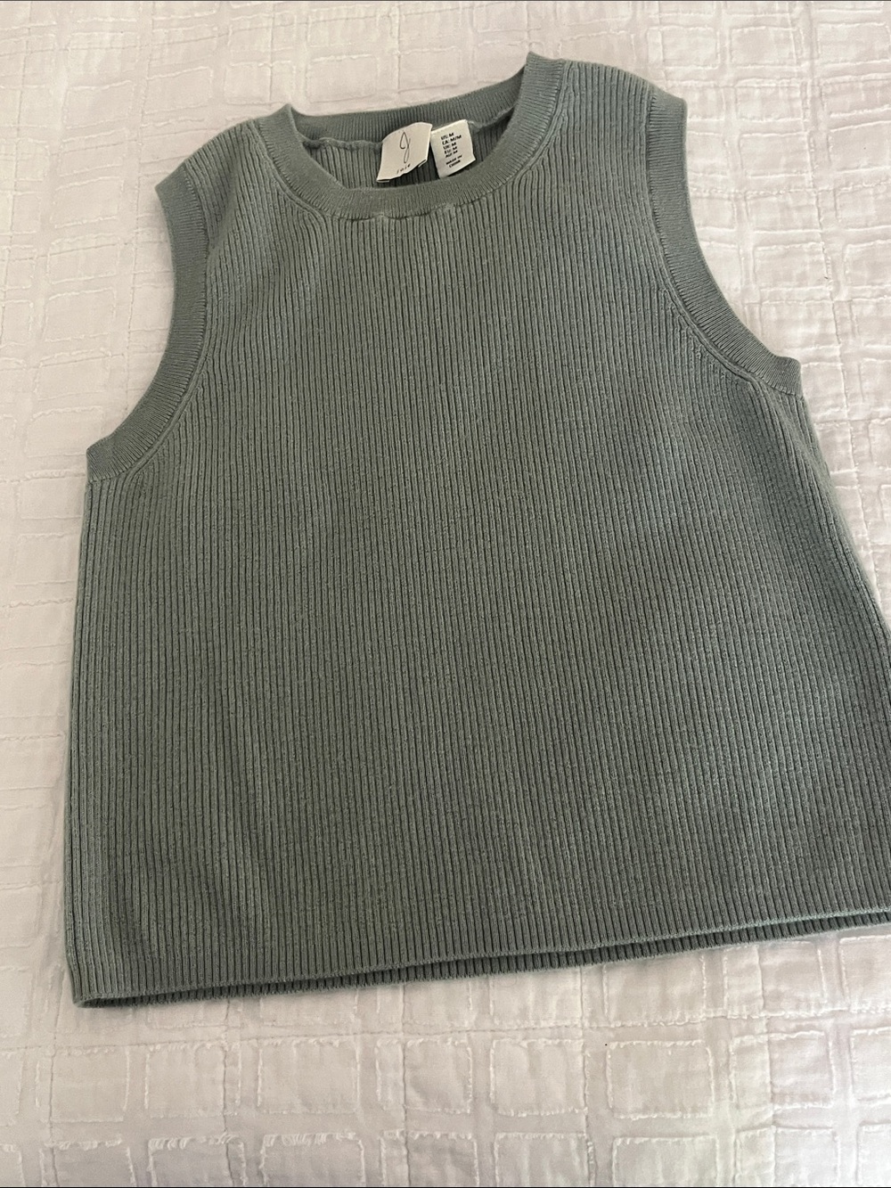 Women's Ribbed Sleeveless Knit Top - Sage Green